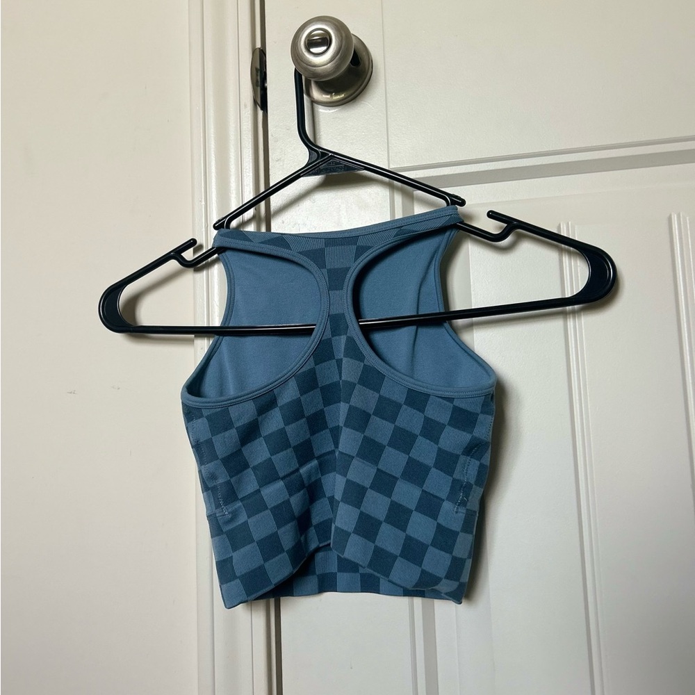 Hollister Cropped Blue Checkered Tank Top XS